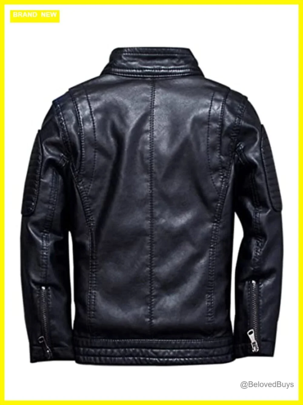 Boys Black Faux Leather Studded Motorcycle Jacket